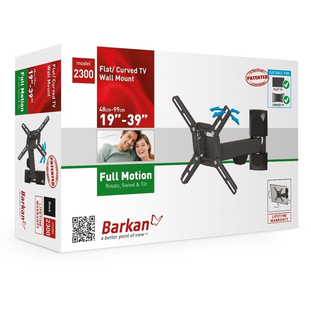 BARKAN 2300.B 26"-39" LED TV, 3 lankstų, sieninis, juodas 2