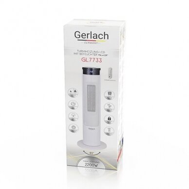 Gerlach Tower heater with Humidifier GL 7733 Ceramic, 2200W, Number of power levels 2, Suitable for 12